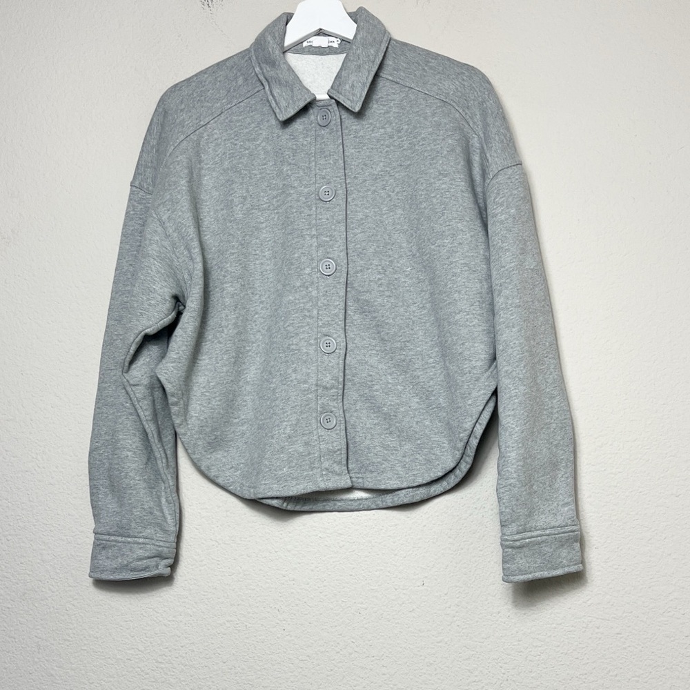 GOOD AMERICAN Fleece Cropped Shirt Jacket - Picture 2 of 8